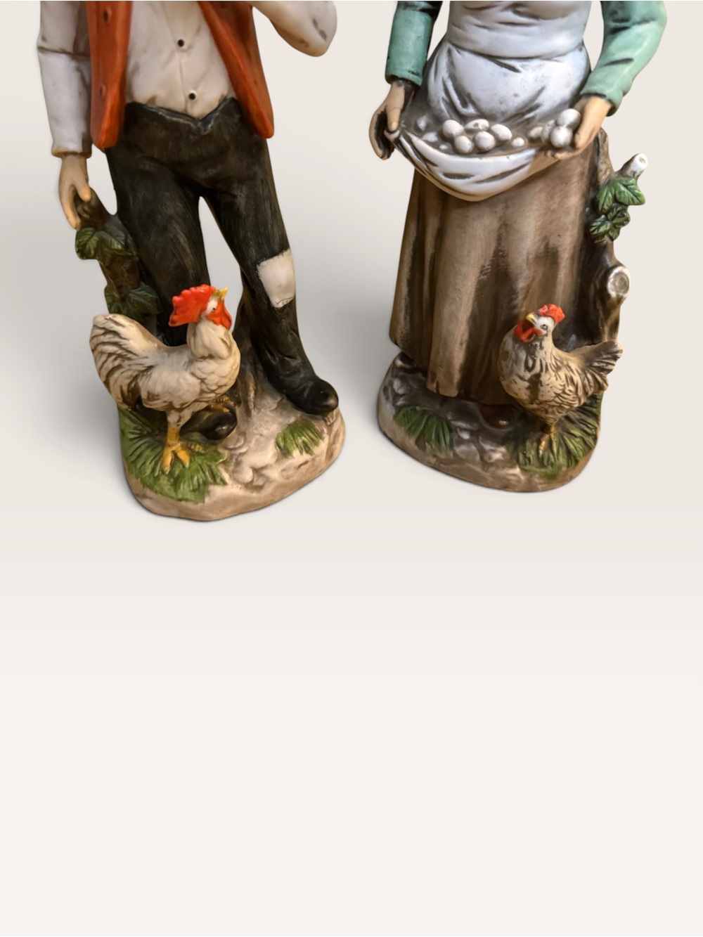 Vintage Homco Model 1434 "Old Farm Couple" Porcelain Figurine Pair - Picture 6 of 11